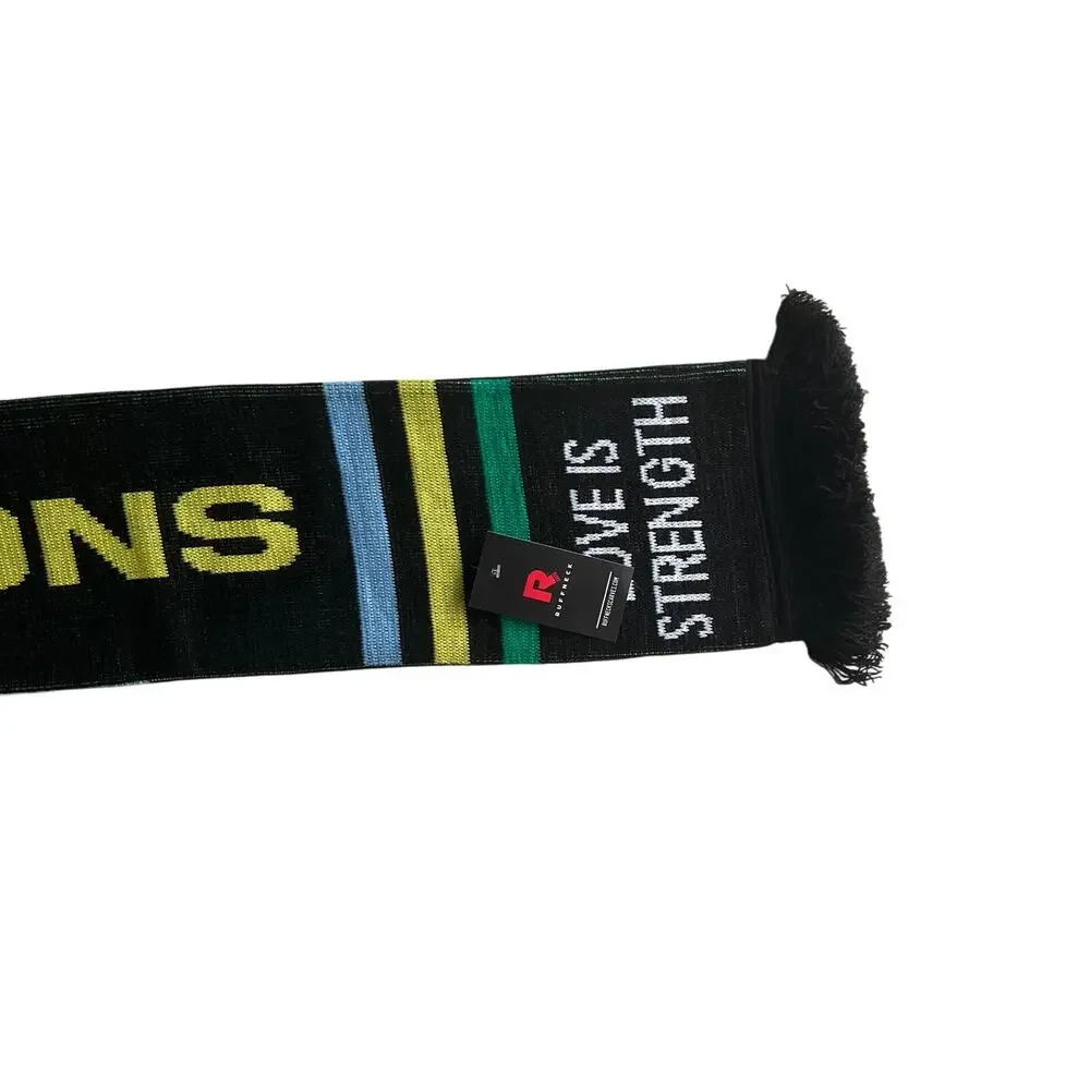 Kefa Champions Scarf Love Is Strength Black Knit 60x7 Ruffneck